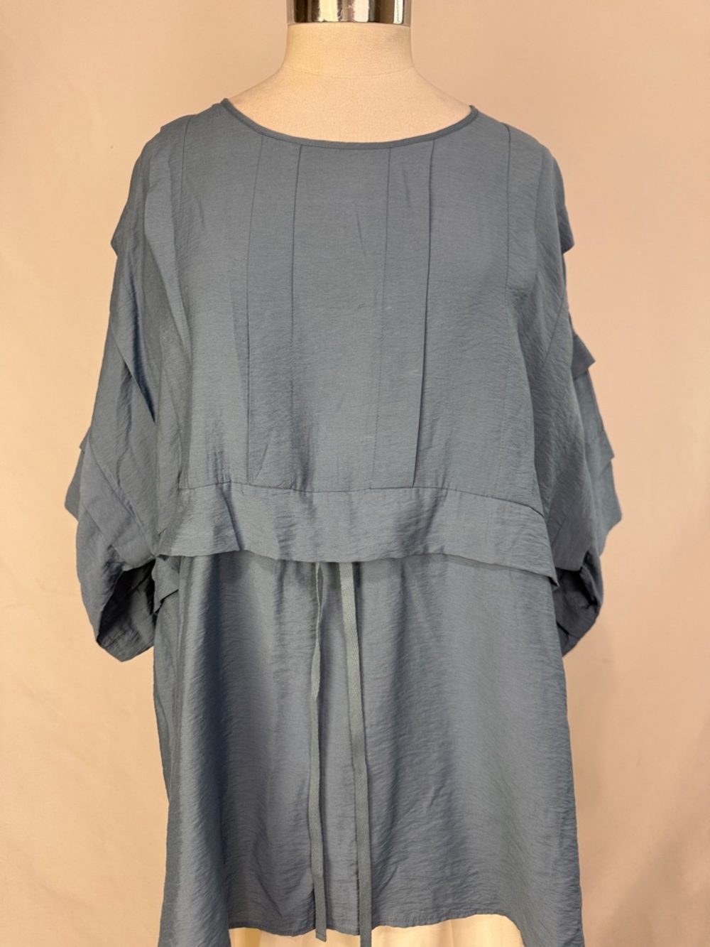 SEE BY CHLOE BLUE TIE WAIST LAYERED TOP